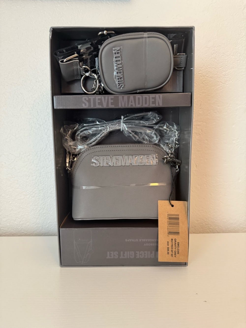 Steve Madden Gray Mini Crossbody Bag Set with Coin Pouch